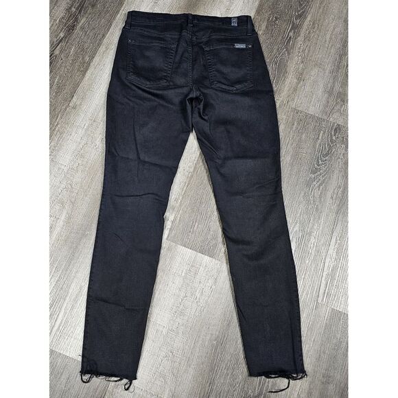 7 For All Mankind Bair The Ankle Skinny Jeans Womens Size 28 Black Stretch - Picture 4 of 12